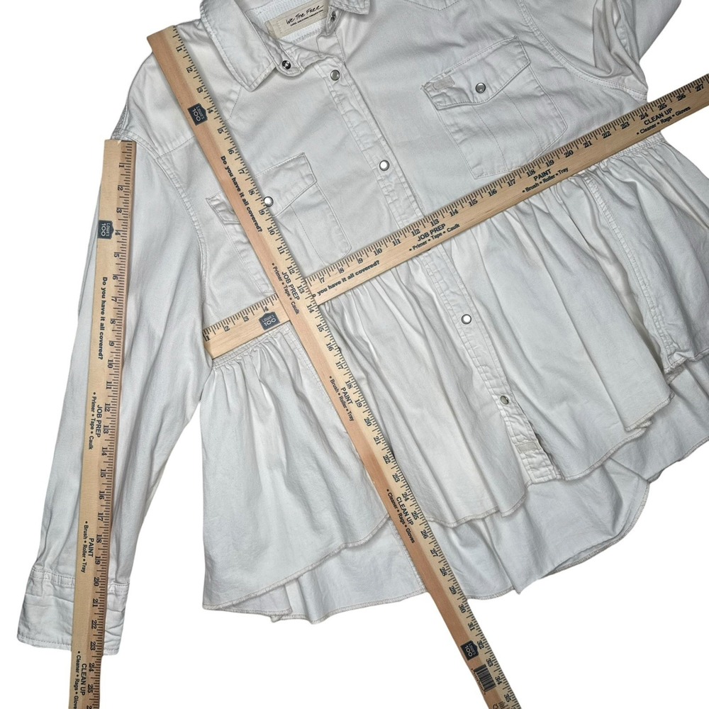 We The Free by Free People "Dylan" Peplum Cotton Denim Shacket – Women's Large - Picture 9 of 13